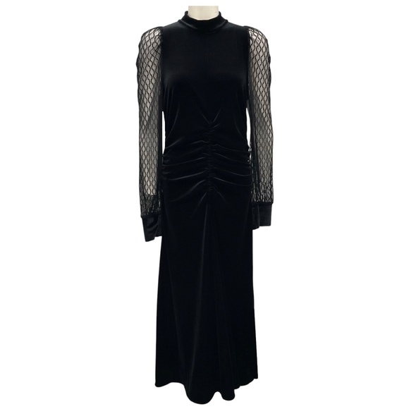 ME + EM BLACK LACE AND VELVET MAXI DRESS - Picture 1 of 4